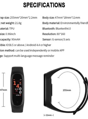 M4 Smart Bracelet Color Screen Smartband Fitness Traker Blu
