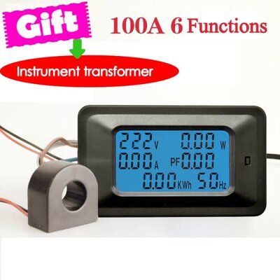 100A AC 110V-250V Power Meter LCD Digital Panel Power Watt M