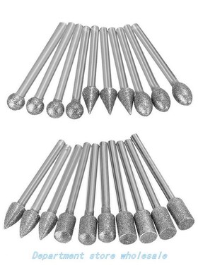 20Pcs 3mm Shank Diamond Burr Bit Cut Engraving Carving Rotar