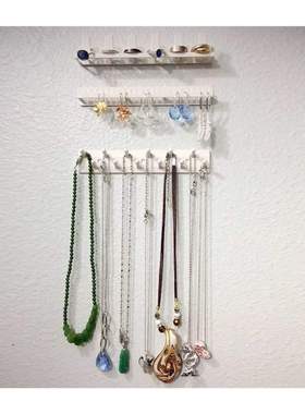 9 in 1 Adhesive Wall Hanging Shelf Jewelry Necklace Rings Ea