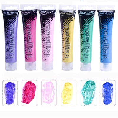 6/10 Colors 75ml Acrylic Paint Set Metallic Color Glitter Fl