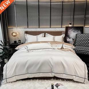 White Gray Egyptian Cotton Hotel Duvet Cover set 600TC Long