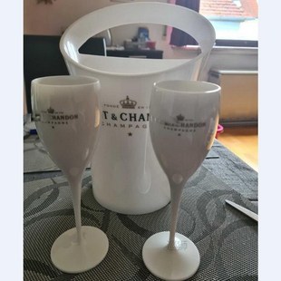 2 Cups 1Ice bucket New Champagne Flute Glass Plastic Wine Co