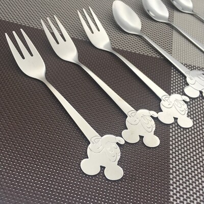 6pcs Stainless Steel Tea Spoons set Cartoon Mickey Minnie Sp