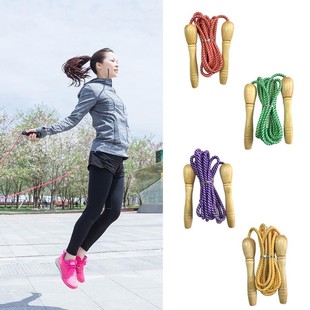 Color Random Fitness Wooden Handle Jumping Rope Outdoor Indo