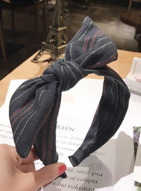 Korean style new style simple stripe retro hairband bowknot