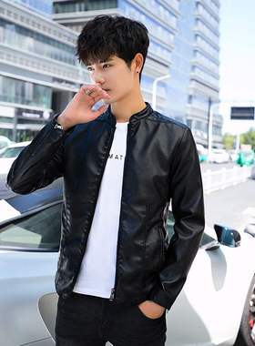 Autumn and winter men's leather jacket jacket Plush