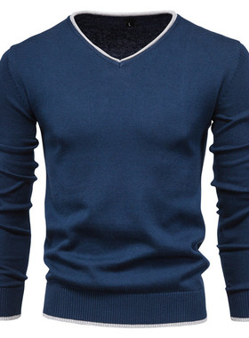 Autumn sweater men's knit sweater 青少年V字领毛衣