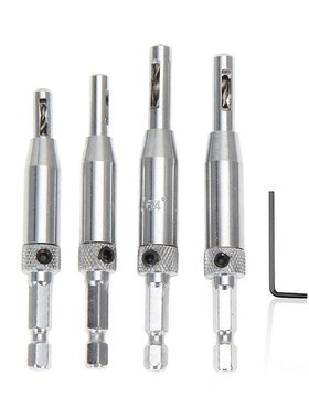 New 4pcs/set Center Drill Bit Doors Self Centering Hinge Tap