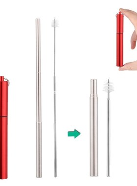 Collapsible Metal Travel Straw Stainless Steel Drinking Reus