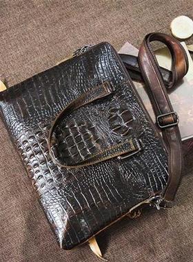 Retro crocodile pattern briefcase italy Cowhide leather men&