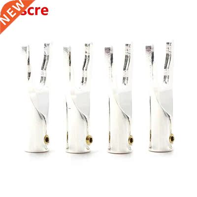 4pieces pure copper Silver plaed Y Spade plug spade adapter