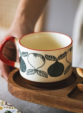 300ml Retro Flower Coffee Mug Microwave Safe Ceramic Milk Mu