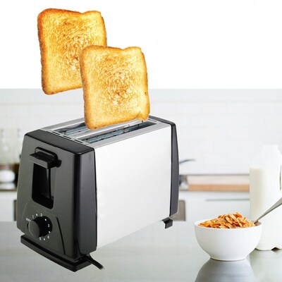 Bread Toaster 2-Slices Kitchen Slots Baking Stainless-Steel