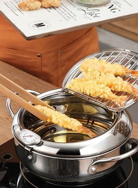 Kitchen Deep Frying Pot Thermometre Tempura Fryer Pan Tools