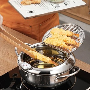 Kitchen Deep Frying Pot Thermometre Tempura Fryer Pan Tools