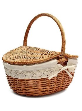 1pc Manual Woven Storage Basket Handmade Laundry Wicker Picn