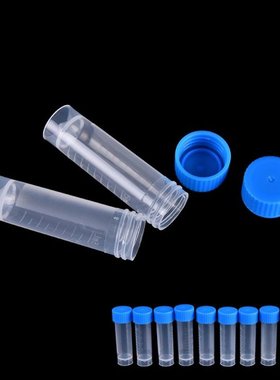 50pcs X 5ml Chemistry Plastic Test Tubes Vials Seal Caps Pac