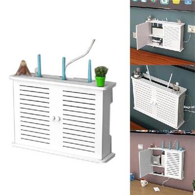 Wireless Wifi Router Storage Boxes Wooden Box Cable Power