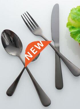 Set Knife Cutlery Spoon Silverware Black Stainless Steel
