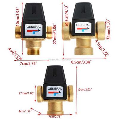 New 3 Way Brass DN20/DN25 Male Female Thread Water Thermost