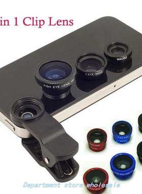 3in1 Fish Eye Wide Angle Macro Lens Phones Tablets Clip Came