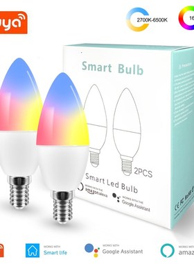 Tuya Smart Wifi LED Bulb E14 RGB W C Dimmable Light LED Remo