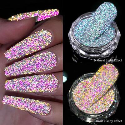 Reflective Nail Powder Reflection Glitter Nail Shinning Crys