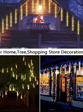 Solar LED Meteor Shower Rain Lights Holiday String Lights Wa