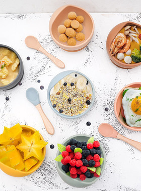 New Weaning Feeding Set BPA Free Silicone Baby Bowl Set