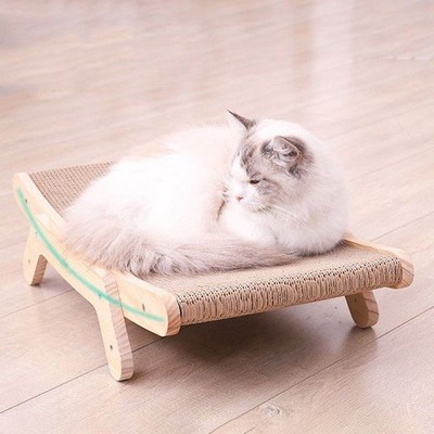 Cat Scratcher Scraper Lounge Bed Wooden Frame Cat Scratching