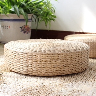 Hand Woven Round Sitting Cushion Japanese Tatami Floor