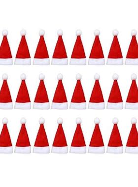 30pcs Mini Santa Hats Wine Bottles Cover Silverware Holder