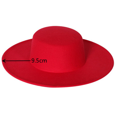 9.5cm brim fedora hat winter hat flat brim flat top jazz hat