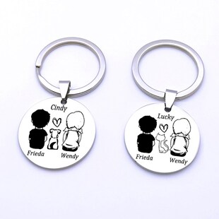 Private Custom Engraved Family Pet Dog Cat Name Keyring Lov