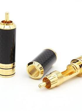 4PCS Hifi audio Gold Plated Carbon fiber RCA Extension cable