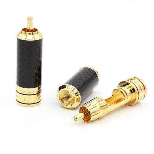 4PCS Hifi audio Gold Plated Carbon fiber RCA Extension cable