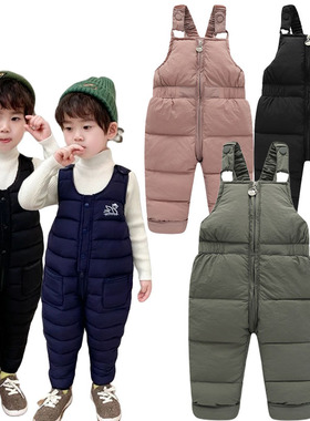 Winter Children Warm Overalls Autumn Girls Boys Thick Pants
