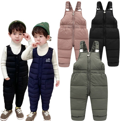 Winter Children Warm Overalls Autumn Girls Boys Thick Pants