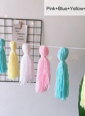 1Set DIY Campuran Wol Rumbai Karangan Bunga Tali Rumbai