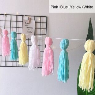 1Set DIY Campuran Wol Rumbai Karangan Bunga Tali Rumbai