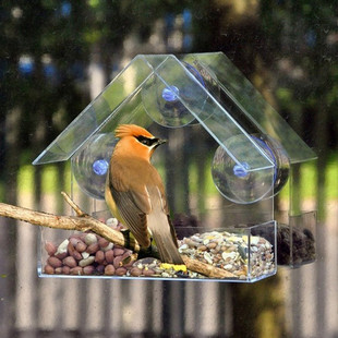Bird Feeder Acrylic Transparent Window Bird Feeder Tray