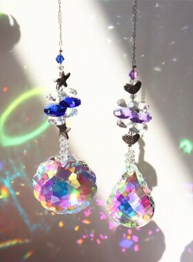 Crystal Windchimes Bauhinia Gourd Pendant Handmade Drop Home