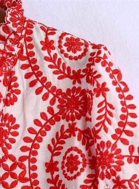 Embroidery Women Blouse Autumn 2021 New Fashion Long Sleeve