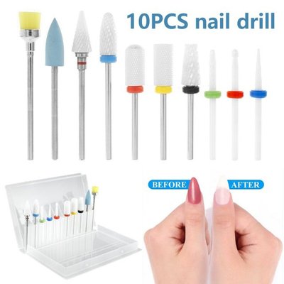 10pcs Milling Cutter Manicure Nail Drill Bits Pedicure Elect