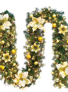 9ft Christmas Garland with LED String Lights Xmas Tree Hangi