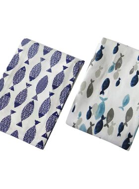 1pcs Cartoon Fish Printed Linen Napkins Cotton Fabric