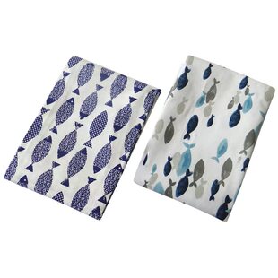 1pcs Cartoon Fish Printed Linen Napkins Cotton Fabric