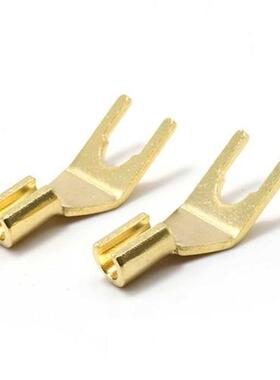 100pcsx Brass Gold Plated Speaker Cable Y Spade Terminals,h