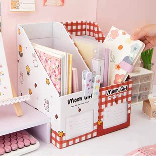 Kawaii cardboard bookend creative ins wind desktop bookshelf